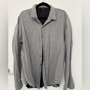 THEORY Men's Gray Striped Shirt